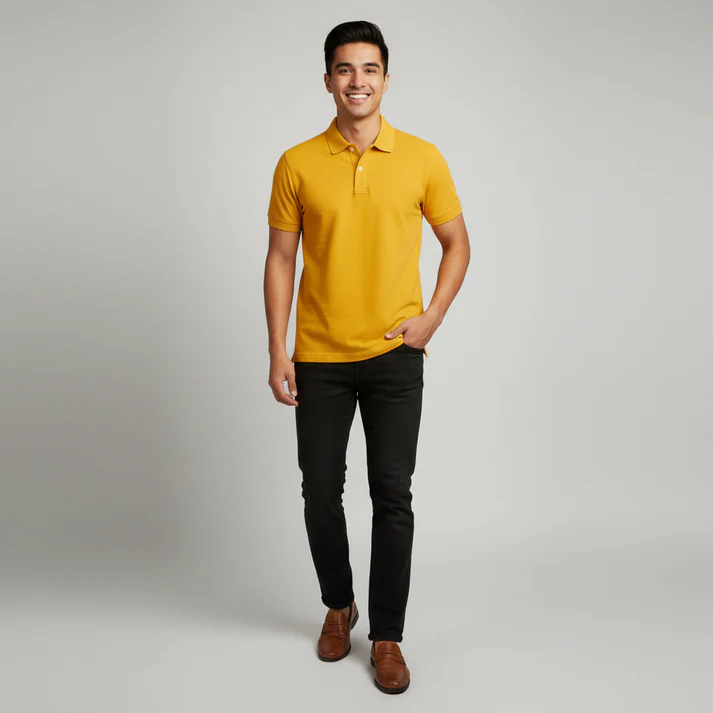 Double Dyed Polo T-Shirt With Anti-Curl Collar